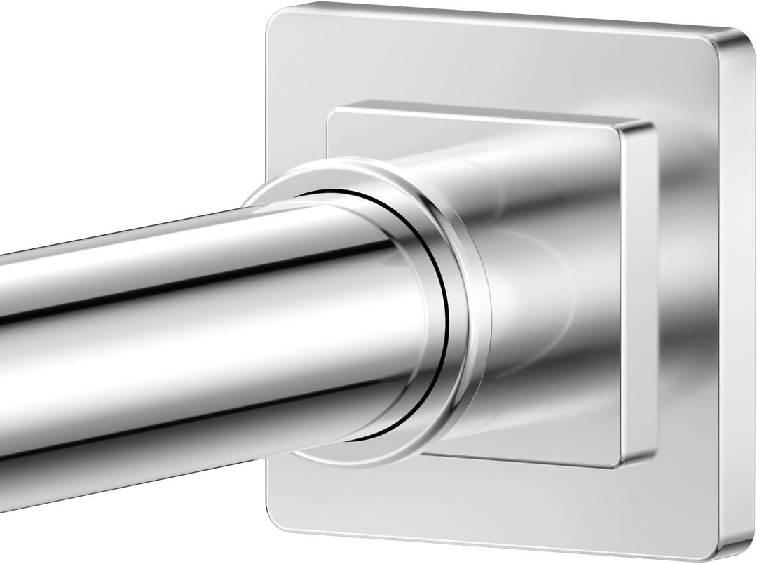 Shower Curtain Rod Square End Shower Rods for Bathroom 32"-92" Stainless Steel No Drilling for Shower Stall Living Room
