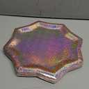 xo, Fetti Pink Holographic Starburst Foil Plates - 25 pcs | Happy Birthday Party Decorations, Holiday Party, Cool Cake Plates, Pink Bachelorette Disposable Party Plates (9 Inch)