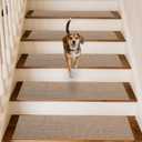 Linen Stair Treads for Wooden Steps Indoor 36x9 inch, 15pcs Upgraded Self Adhesive Backing Non Slip Stair Carpets, Peel and Stick Stair Runner Rugs, Reusable Staircase Step Treads(Beige)
