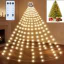 Christmas Tree Lights WarmWhite Christmas Lights Outdoor Indoor 280Led 10 Lines with 8 Lighting Modes, Timer and Remote Control, Fairy Lights for Wedding Home Party 4Ft - 7Ft Xmas Tree Decorations