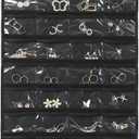 Black Hanging Jewelry Organizer, 80 Pockets Double-Sided, Wall Door Closet Storage for Earrings Necklaces Rings