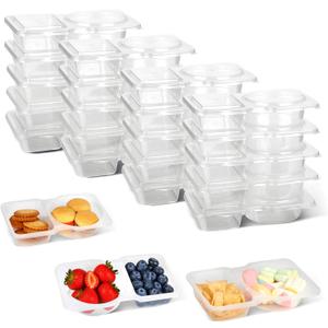 20Pcs Reusable Snack Containers with Lids,2 Compartment Condiment Container, Snack Box Container Portion Control, Snack Pack Containers for Refrigeration Sauce,Outdoor,Travel and Camping