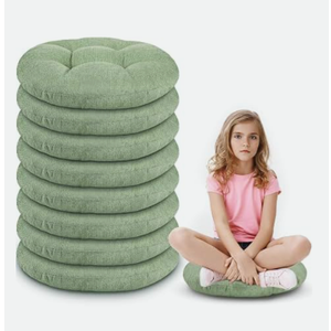 Fumete 8 Pcs 16 Inch Round Floor Cushions for Kids and Toddlers, Flexible Seating Classroom Furniture Floor Pillow for Home, Daycare, Preschool, Yoga and Meditation (Green), 40 x 40 x 9 cm/ 16 x 16 x 3.6 inches
