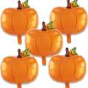 2 x Pumpkin Balloons Thanksgiving Foil Balloons Fall Balloon for Thanksgiving Themed Party Decoration Supplies Fall Harvest Pumpkin Birthday Decoration Decor Ballons Arch Kits Party Balloon Set 5pcs