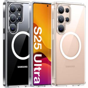 TORRAS Magnetic Shockproof for Samsung Galaxy S25 Ultra Case, [Fit for MagSafe][4X Military Grade Protection][Anti-Yellowing] Magnetic Slim Clear Case for Samsung S25 Ultra Case, Diamond Clear