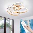 CANEOE Modern LED Ceiling Light Fixture, 42W Gold Dimmable Flush Mount Ceiling Light with Remote Control, Curve Design Close to Ceiling Lamp for Bedroom Living Dining Room Kitchen