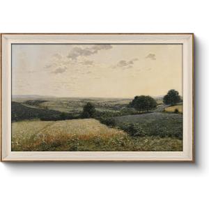 VIYYIEA Framed Canvas Wall Art, Landscape Wall Art for Living Room, Vintage Natural Oil Painting Picture, Beautiful Scenery Home Decor, Bathroom Wall Decor -Summer Landscape-(24"x36")