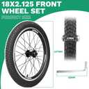 18 Inch Bicycle Front Wheel - 14Gx32H Spokes with ED Brass Nipples - 100mm Front Wheel with Tire and Tube (Front, 18 inch)