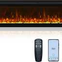 60 Inch Smart WiFi Infrared Electric Fireplace Realistic Flame, 169 Flame Color Combinations,App/Remote Control, Logs & Crystals,750W/1500W Heater, Black