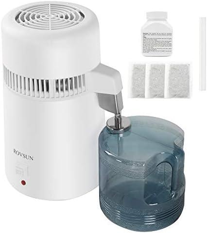 ROVSUN 【Upgraded】 1.1 Gallon/4L Water Distiller Countertop Distilled Water Machine with Flame-Retardant Material, BPA-Free Container & Stainless Steel Interior, 750W Distilled Water Maker Purifier