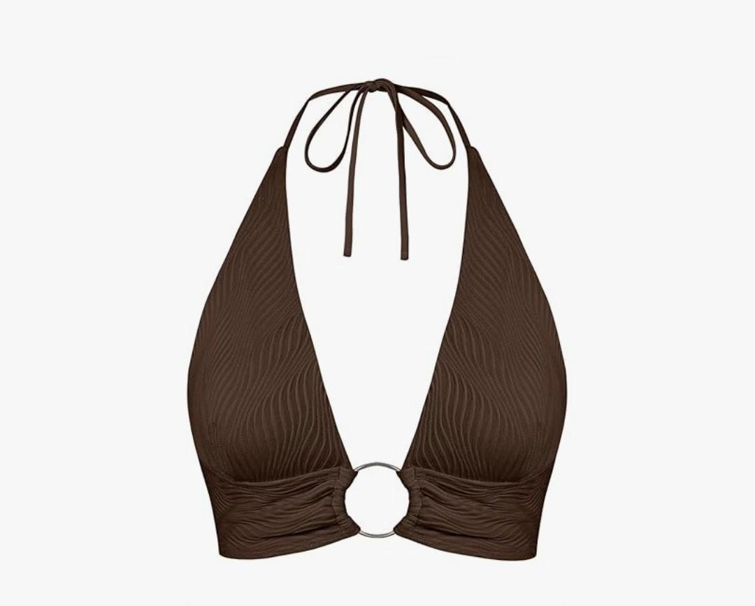 ZAFUL O Ring Halter Bikini Sets for Women High Cut Swimsuits Trendy 2 Piece Bathing Suits M