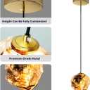 Modern Style Pendant Light, Mid Century Smoked Glass Ceiling Hanging Lamp, Vintage Hand Blown Fixture for Bedroom Dining Room, Kitchen Island - Lava Ice, Rose Gold, Small, 1 Pack