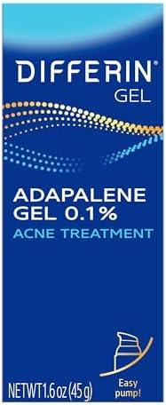 Differin Acne Treatment Gel, 90 Day Supply, Retinoid Treatment for Face with 0.1% Adapalene, Gentle Skin Care for Acne Prone Sensitive Skin, 45g Pump (Packaging May Vary) Best By: 06/2028