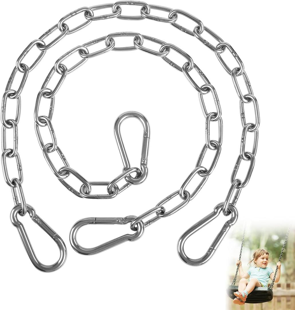 2 Pack 30 Inch Heavy Duty Chains for Swing, 440LB Hanging Chair Chain with 5/16 Thick Clasps, Adjustable Stainless Steel Chain Extension for Porch Tree Swing Hammock Chair Boxing Bag Yoga Gym