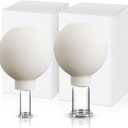 Nuanchu 2 Pieces Facial Cupping Set, Glass Cupping Cups Glass Silicone Cups Vacuum Suction for Face Skin Back Shoulder Muscle(1 Inch and 0.4 Inch Diameter,White)