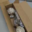 Boho Wood Curtain Rod 36-60 Inch, Decorative 1 Inch Adjustable Heavy Duty Curtain Rods for Windows, Rustic Window Treatment Rods with Handmade Imitation Weathered Wood Grain Leaf Finials