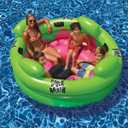 SWIMLINE Inflatable Island Pool Lounger Multi-Person Conversation Float with Backrest & Armrests, Large 75", Shock-Rocker Style, Green & Pink