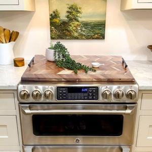 SwallowLiving Noodle Board Stove Cover Wood with Handles, Wooden Stovetop Cover Board for Gas Stove and Electric Stove Top, kitchen sink cover for counter space, Acacia, 29.5"L x 22"W