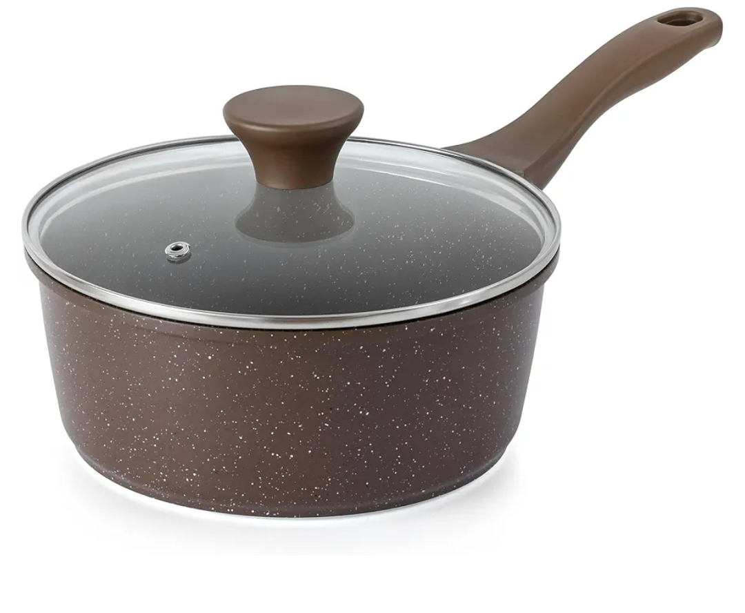SENSARTE Saucepan Nonstick with Lid 2.5 Quarts Granite Coating Sauce Pot Medium Kitchen Cooking Pot, Induction Comptable, Free of Intentionally Added PFOA