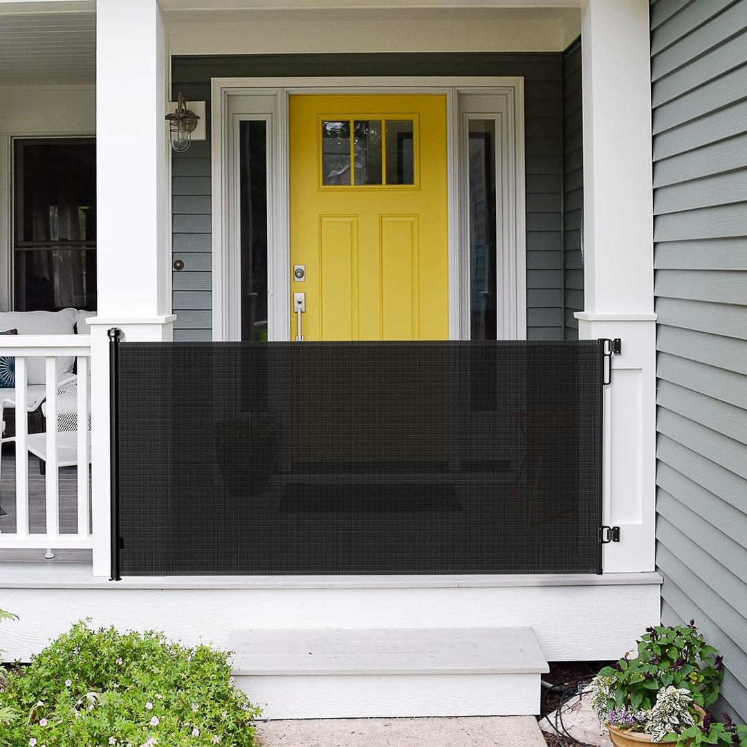 Retractable Baby Gates Extra Wide | 72" Wide x 38" Tall Dog Gates for Stairs | Indoor/Outdoor Use | Child Gates for Doorways, Deck, Porch, Hallways, Patio - Black
