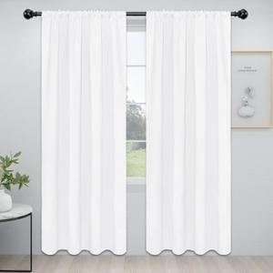 Easy-Going Rod Pocket Blackout Curtains for Bedroom, Room Darkening Window Curtains for Living Room, Thermal Insulated Noise Reduction Solid Window Drapes, 2 Panels(42x84 in, White)