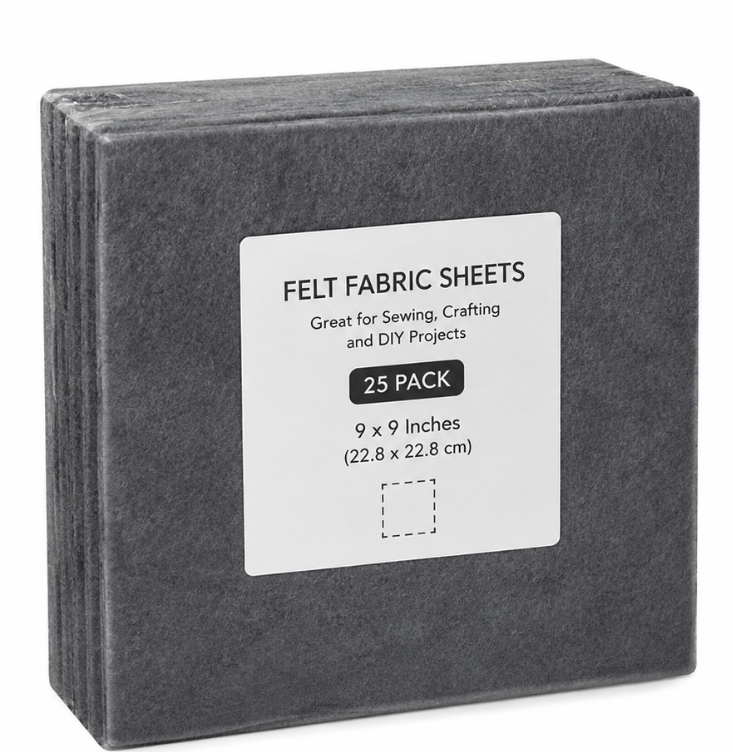 Grey Square Felt Sheet for Sewing DIY 12" X 12" 12PCS