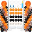 2 Sets Orange and Black Balloon Column Stand Kit with 100 Balloons Adjustable Balloon Tower Stand with Bases for Floor Black Orange Confetti Balloon Column Kit for Valentine Birthday Party Decor