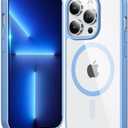 FNTCASE for iPhone 13 Pro-Max Case: Clear Magnetic Phone Cases Compatible with Magsafe Slim Anti Yellowing Military Grade Drop Protection Rugged Transparent Cell Phone Cover (B-Sierra Blue)