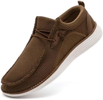WOHHHW Men's Loafers Slip On Walking Shoes Mens Boat Casual Work Sneakers for Men Loafer Running Tennis Lightweight Comfortable Shoes Dark Brown Size 9.5