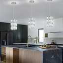 1-Light Modern Crystal Pendant Lights for Kitchen Island LED Dimmable Glam Pendant Lighting Chandelier for Dining Room Hallway Corner Lamp Nickel