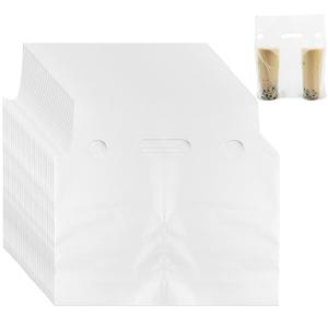 Cheardia 250 Pack Handle Drinking Poly Bags, Portable 2 Cup Plastic Packaging Drinking Bags Carrier Holder for Delivery Beverage, Coffee, Juice, Stores, 11.8 x 3 x 11 Inch - Clear