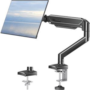 Single Monitor Arm Fits up to 32 Inch, Desk Mount Holds 4.4-19.8lbs Computer Screen, Full Motion Gas Spring, VESA Mount 75x75, 100x100, Freelift (Black)