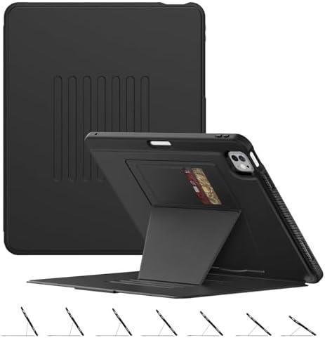 BLOSOMEET Case for New iPad Pro 13 Inch M4 2024 with Magnetic Stand,Smart Auto Sleep/Wake Cover with Pen Holder, Card Slot,Black