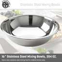 2 x American Metalcraft 16" Stainless Steel Mixing Bowl - 13-Quart Durable Metal Bowls for Mixing, Large Stainless Steel Bowl