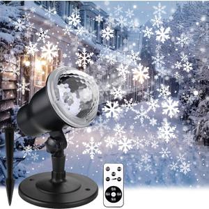 Christmas Projector Lights Outdoor, Snowflake Projector Lights with Wireless Remote Control for Christmas Decorations Lights New Year Party