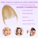 Clip in Bangs,100% Human Hair,French Bangs for Women, Wispy Bangs with Temples for Daily Wear, Hairpieces Ash Blonde