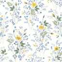 VEELIKE Delicate Yellow Floral Peel and Stick Wallpaper Boho Floral Wallpaper for Bedroom Nursery 17.7''x118'' Removable Self Adhesive Botanical Wall Paper Flower Contact Paper for Cabinets Drawers