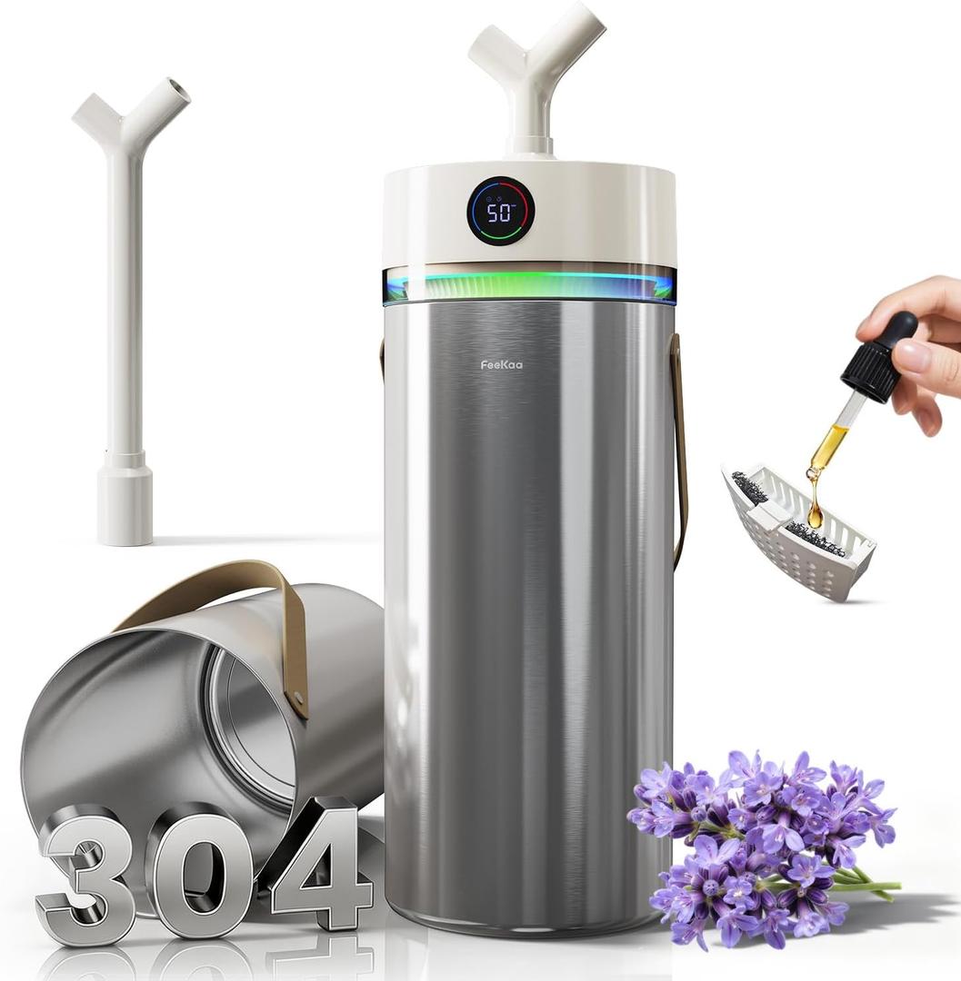 Feekaa Stainless Steel Humidifier, 8L/2.1Gal Cool Mist Humidifiers for Bedroom, Easy to Clean Humidifier Large Room with Diffuser, Humidifiers for Baby Kids Nursery Living Room Office Plant
