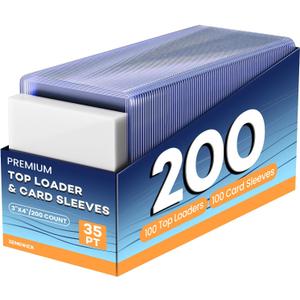 200 Card Sleeves Top Loaders for Cards, 3" x 4" Hard Plastic Toploaders, Baseball Card Protectors, Trading Card Holder for Football Sports Cards (100 Toploaders + 100 Penny Sleeves)