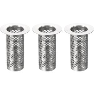 uxcell 3Pcs Bathroom Sink Strainer, Fit for Diameter 1.3"-1.97"Drain Hole, 80mm/3.15" Deep Stainless Steel Sink Strainer for Shower Drain and Floor Drain