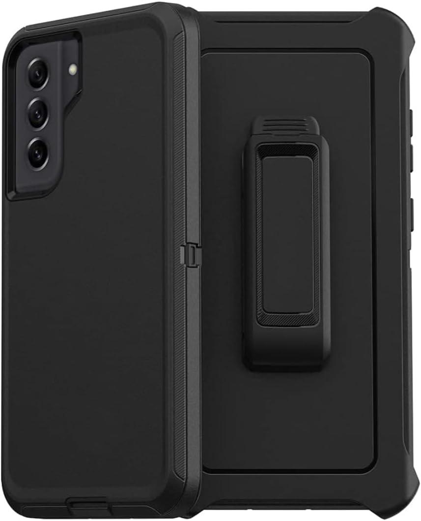 Defender Case for Samsung Galaxy S21 FE 5G - Black with Holster Belt Clip