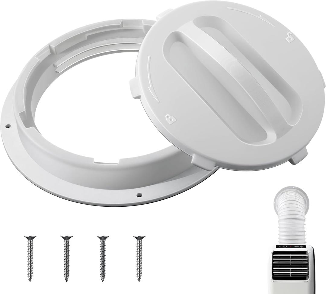 Wall Mount Connector for Portable Air Conditioner Exhaust Hose Vent, 6 Inches AC Hose Compatible, Includes Off Season Cover Plug and Sealing Ring, Good Sealing, Durable Material, Easy Installation