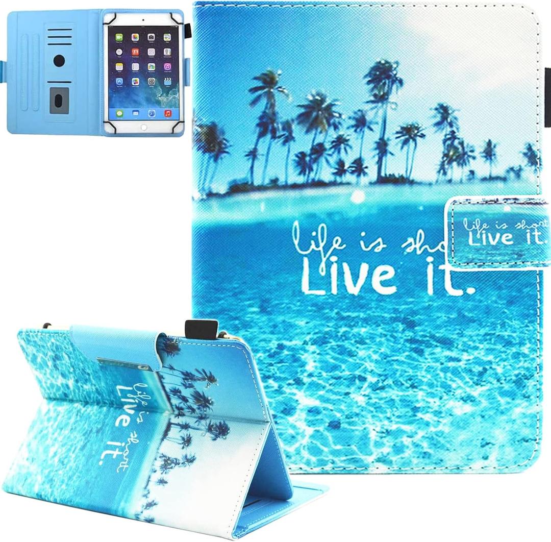 JZCreater 10 Inch Tablet Case, Universal 10 10.1 Inch Android Tablet Cover, Multi-Angle Viewing Stand Case for 9.5-10.5 Inch Tablet,Sea Island
