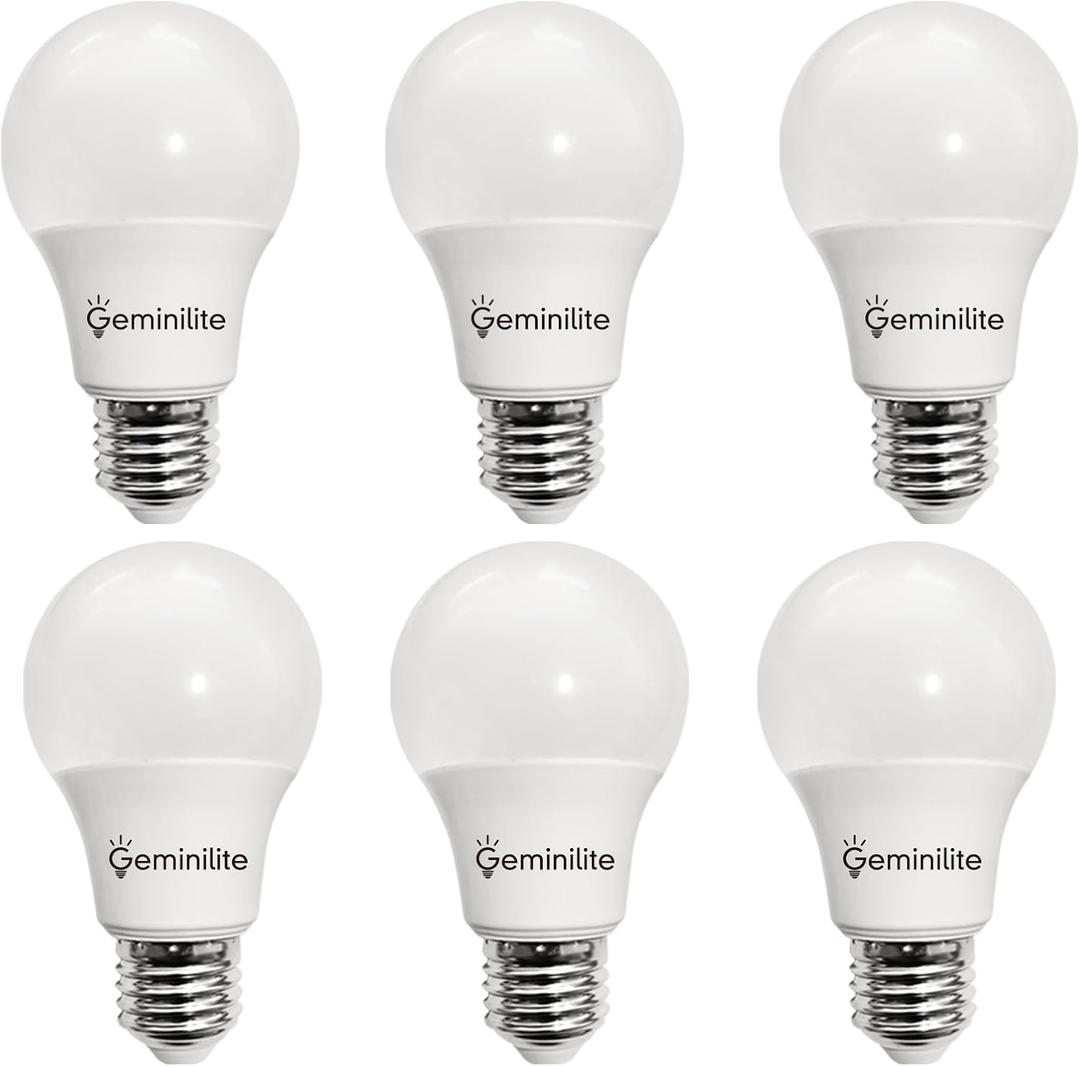 A19 LED Light Bulbs 60 Watt Equivalent, E26 Base 6500K Daylight White Standard Light Bulbs, 10W 1000 Lumen, Energy Efficient Non-Dimmable, Pack of 6