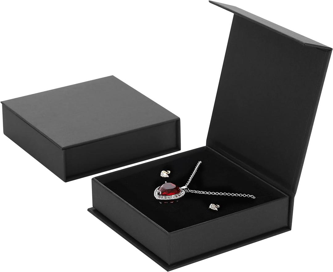 Jewelry Storage Box, 20 Pack Jewelry Gift Boxes with Cotton Filled and Lids, 3.9x3.9x1.1inch, Black