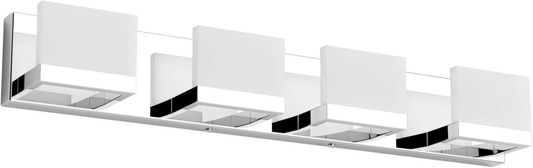 Tipace 4 Lights LED Modern Vanity Light Chrome Bathroom Lighting Fixture Up and Down Bathroom Wall Light Over Mirror(White Light 6000K) (Chrome-Non Dimmable)