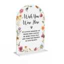 Acrylic Wedding Sign Wish You Were Here Signs for Ceremony Modern Calligraphy Arch Acrylic Table Top Signs for Wedding Reception and Event Party Table Decor (White Wildflowers)
