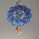 Sea Turtle Hanging Wind Spinners - 12 Inch 3D Kinetic Outdoor Large Metal Wind Spinner Blue Wave and Turtle Pattern with Starfish Pendant for Yard and Garden Decoration Laser Cut Sculpture Art