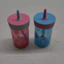 Contigo Leighton Kids Plastic Water Bottles Spill-Proof Tumblers with Straw Dishwasher Safe 14oz 2-Pack in Blue Raspberry/Butterflies & Azalea/Llamas Themes - Ideal for Toddlers and Older Kids