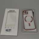 Misea Magnetic for iPhone 15 Case Compatible with MagSafe [Never Yellowing] [Military Grade Drop Protection] Full Camera Lens Protector Plating Soft Clear Phone Case for Women, Pink